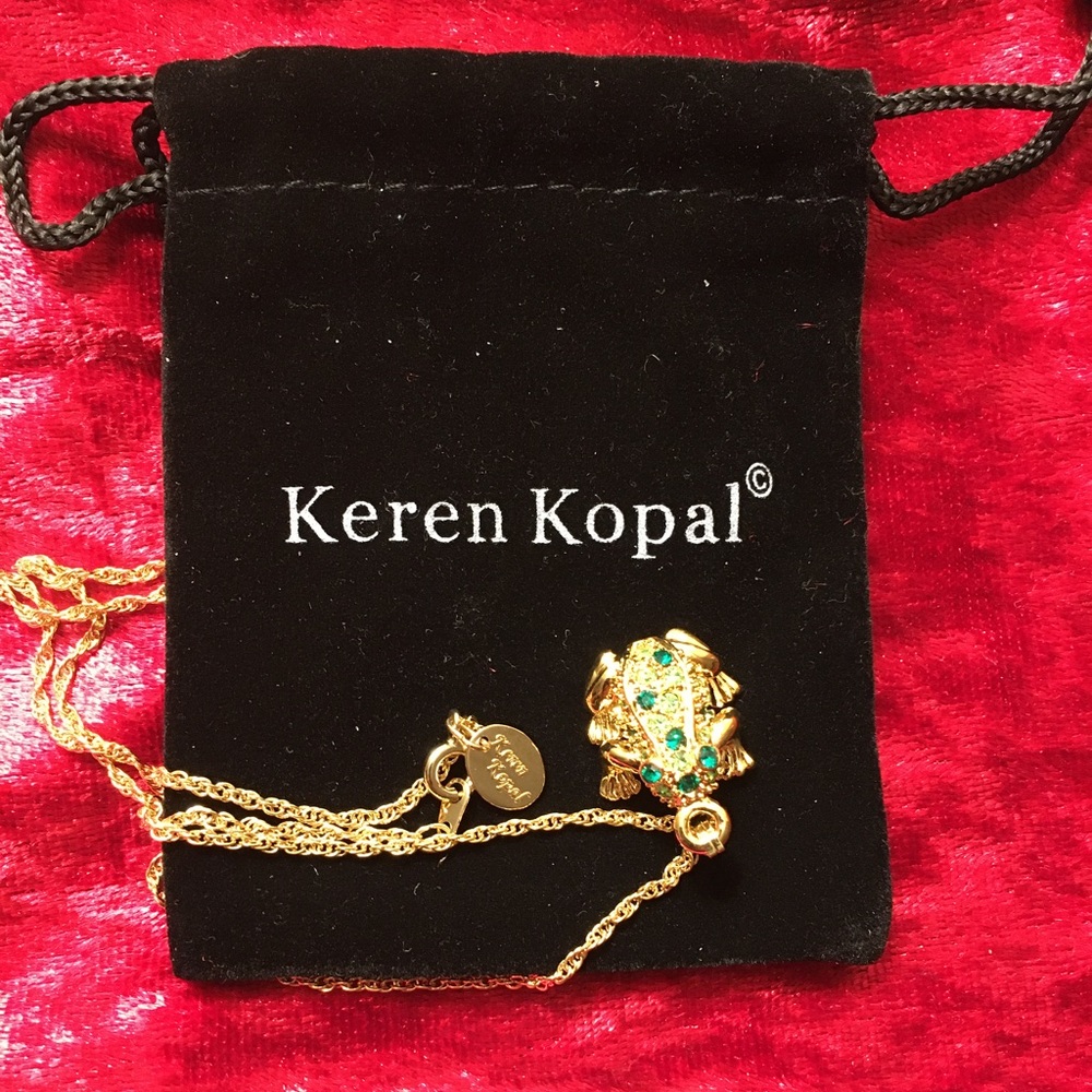 NWOT Keren Kopal Crystal Frog Pendant Necklace (Discontinued)
